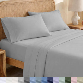 California Design Den king sheets top sheet close-up; crisp percale for cool nights.
