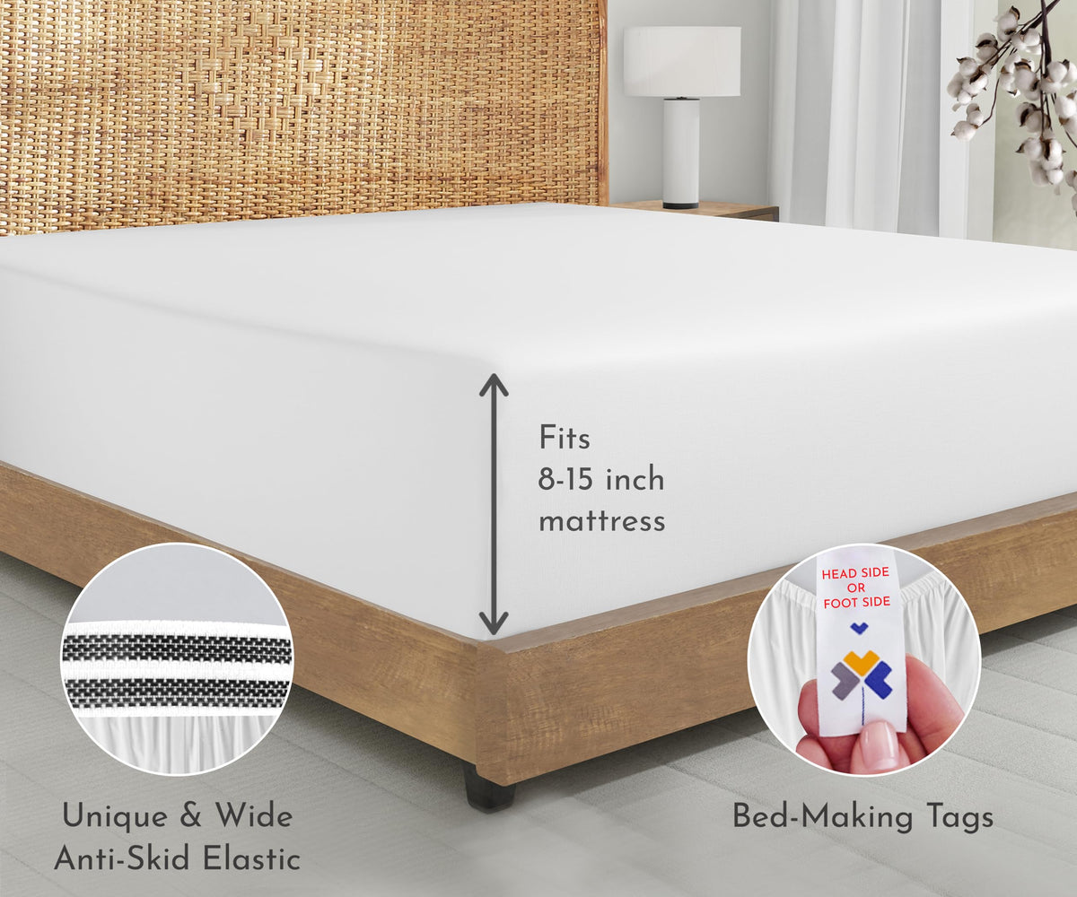 California Design Den sheets with top and bottom labels aid bed making