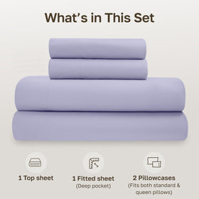 California Design Den Lavender Mist close-up of percale weave highlighting matte breathable finish.