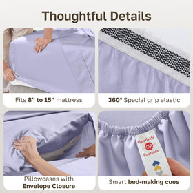 California Design Den Lavender Mist four-piece queen set laid out for easy bed making.