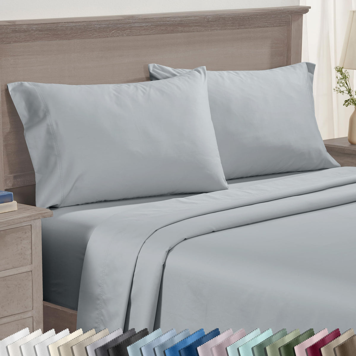 California Design Den light gray pillowcase set, standard/queen fit, soft and cooling for nightly comfort