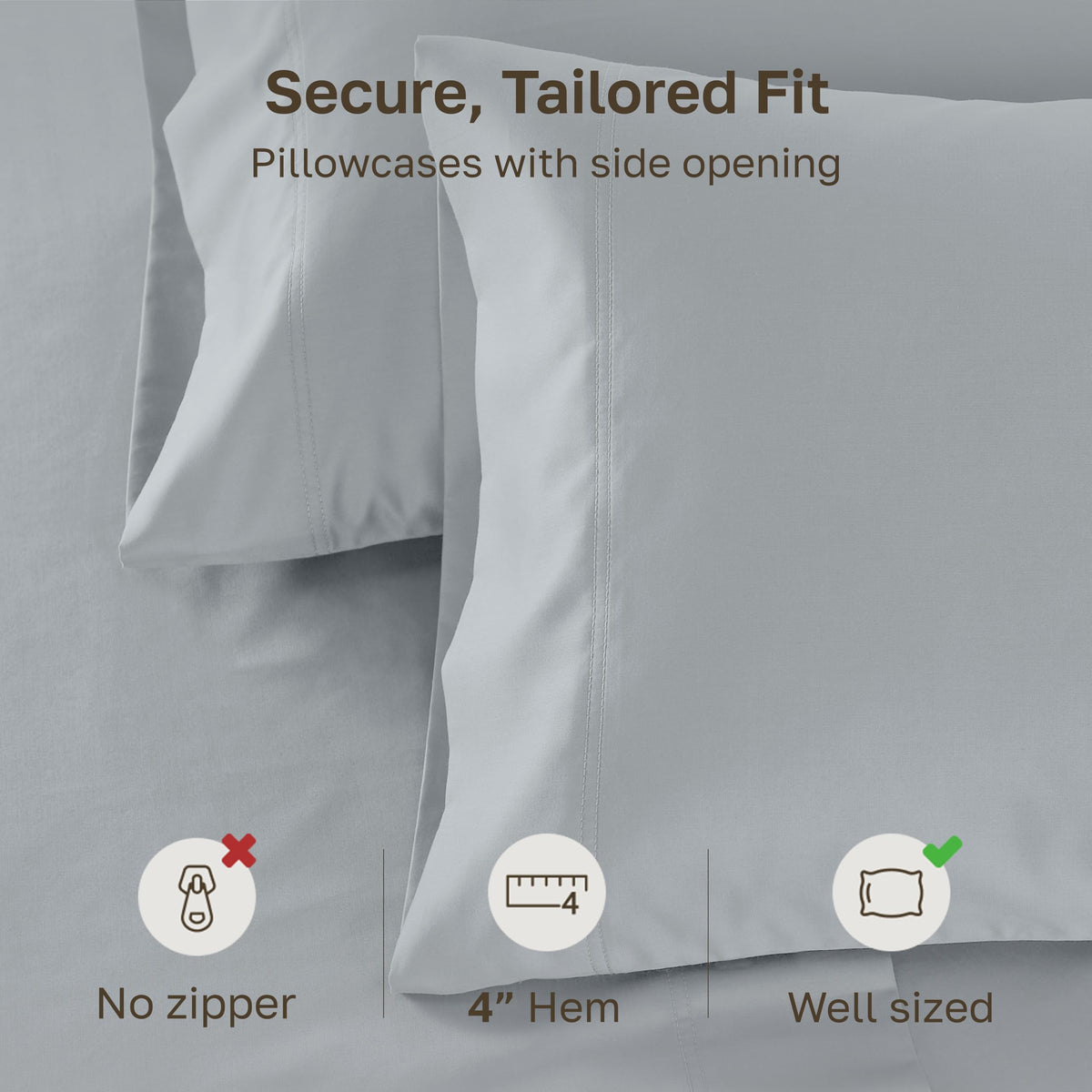 California Design Den light gray pillowcases complement bedding for a cohesive look