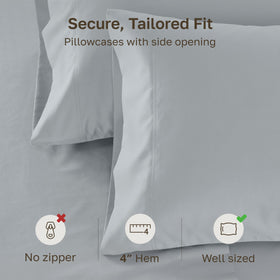 California Design Den light gray pillowcases complement bedding for a cohesive look
