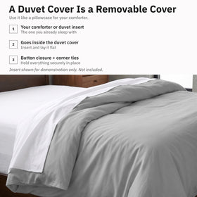 California Design Den light grey shade with cool undertone for calm bedding.