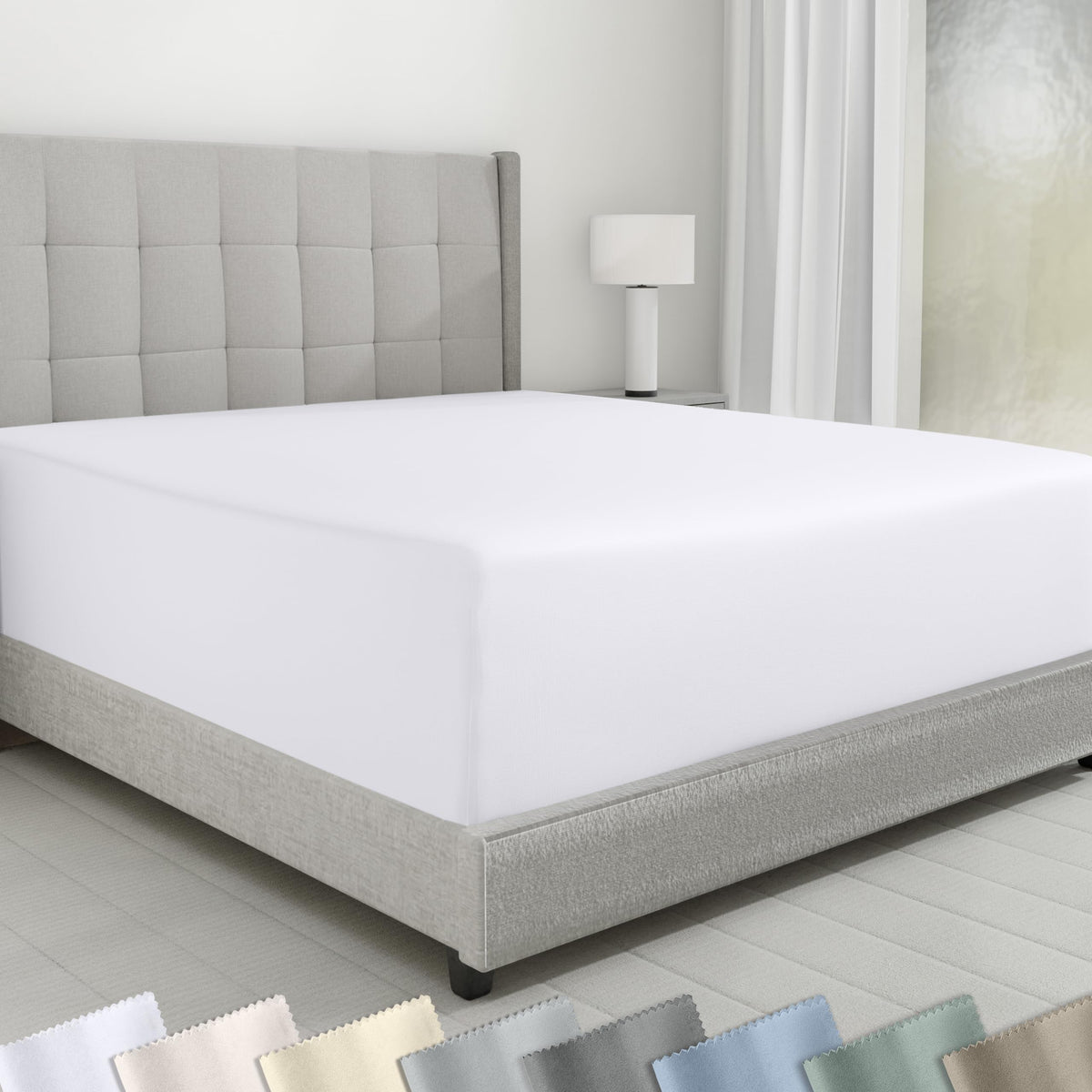 California Design Den luxuriously woven king fitted sheet close-up texture for softness.