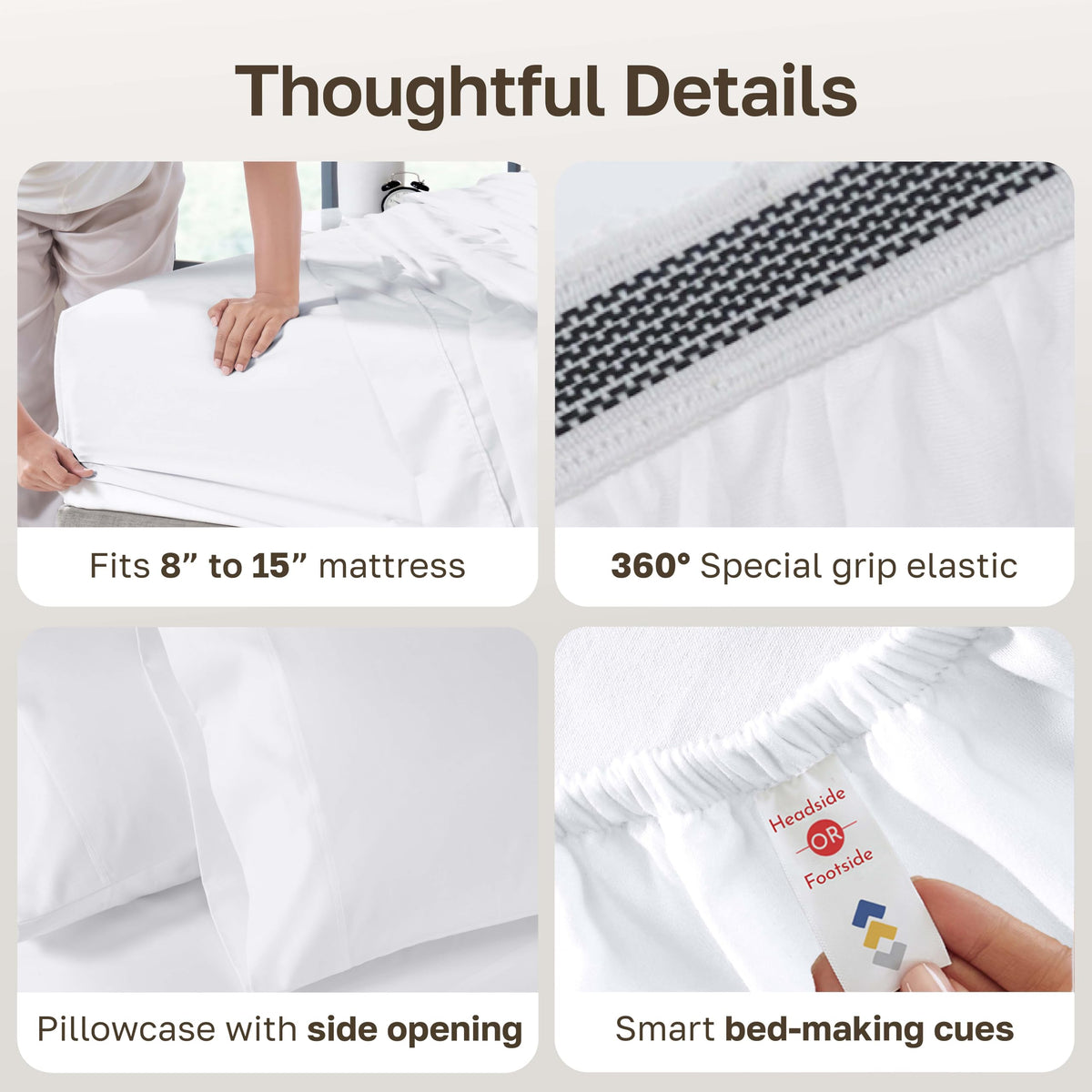 California Design Den 3-piece twin sheets set displayed on a bed.
