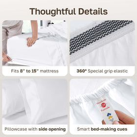 California Design Den 3-piece twin sheets set displayed on a bed.