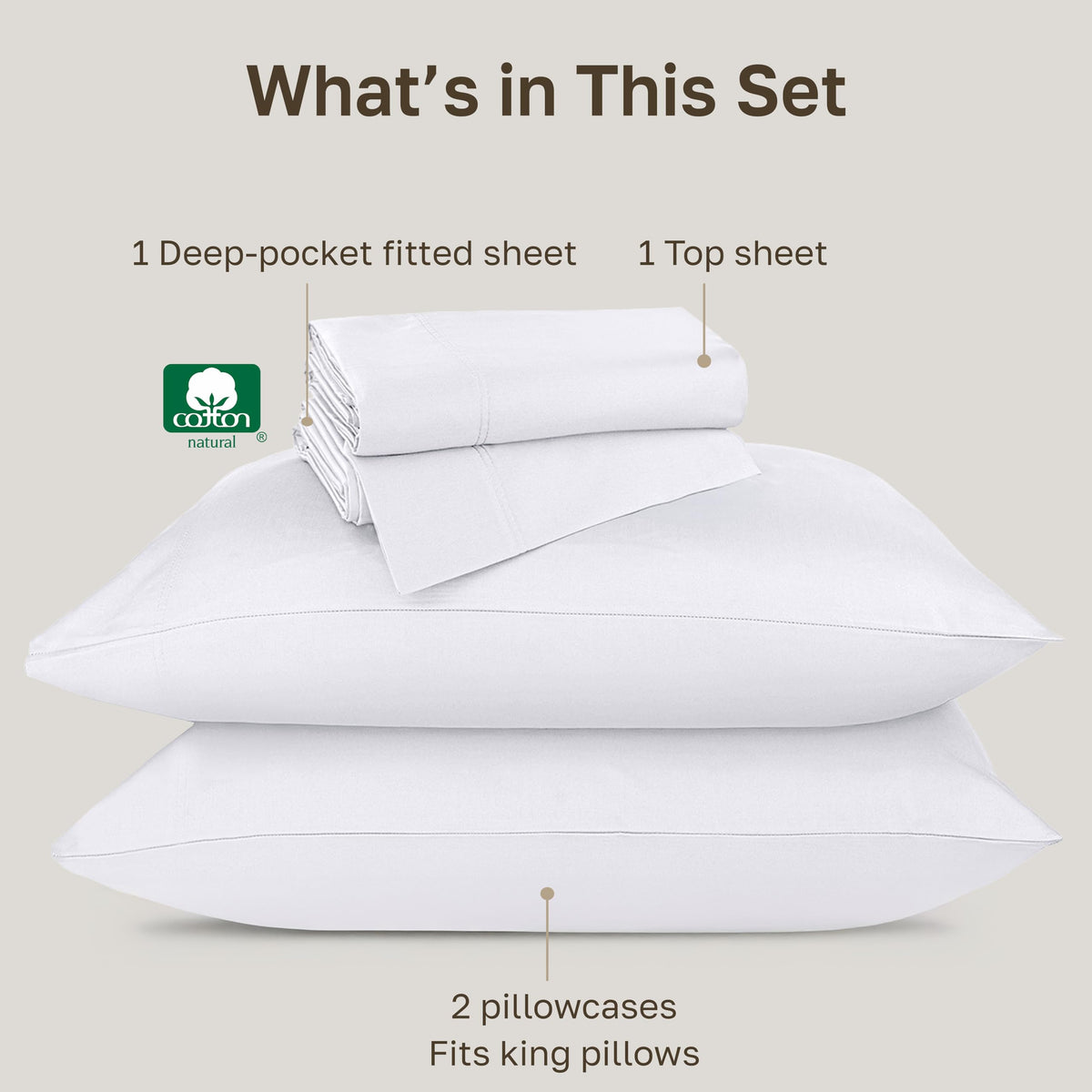 California Design Den luxury white king sheets set on mattress showing deep pockets