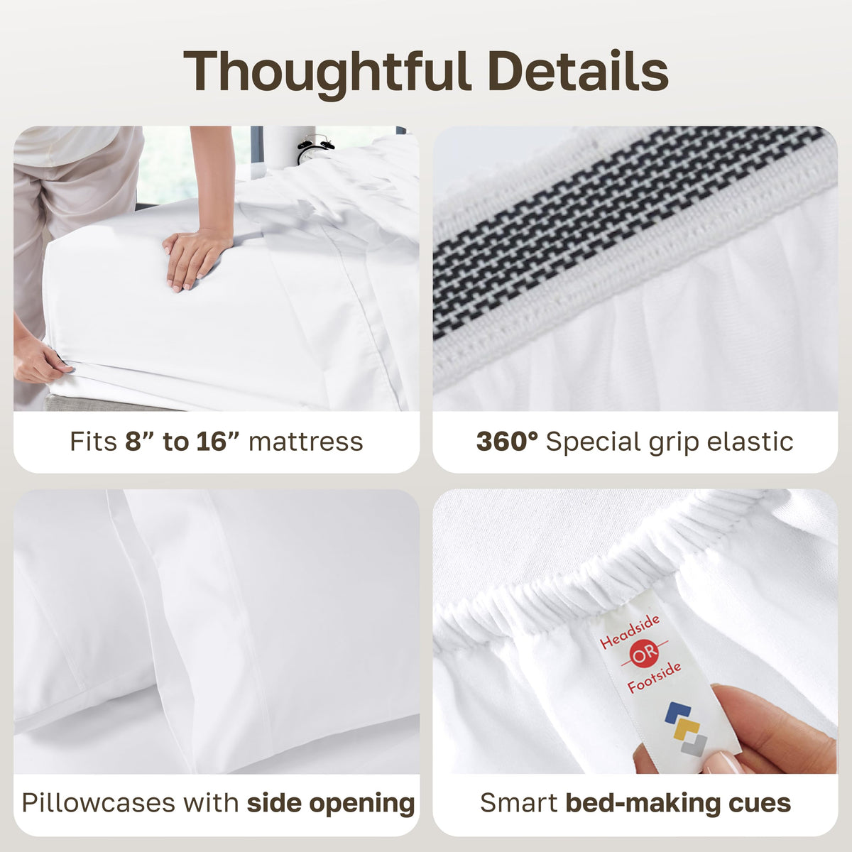 California Design Den luxury white king sheets set with two pillowcases ready for gifting