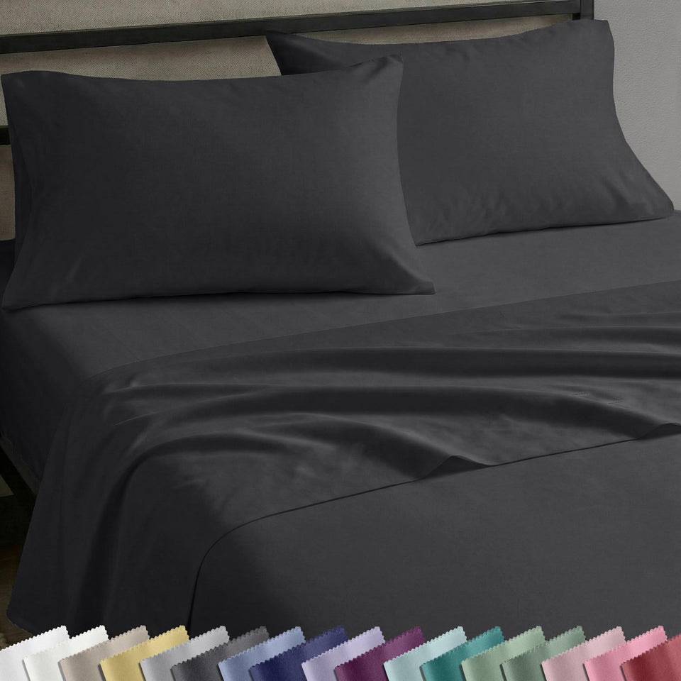 California Design Den natural cotton sheets top sheet highlights a smooth sateen finish for year-round comfort.
