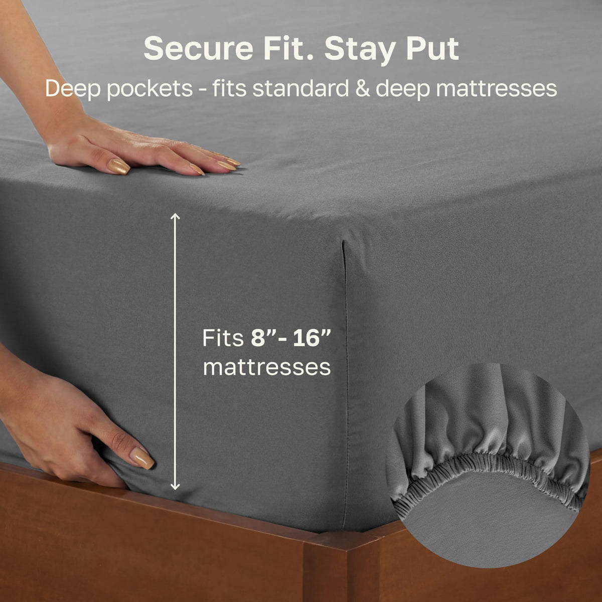 California Design Den no pop-off elastic provides secure mattress grip