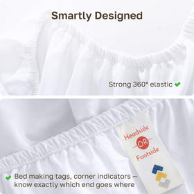 OEKO-TEX certified California Design Den queen fitted sheet safeguards skin.