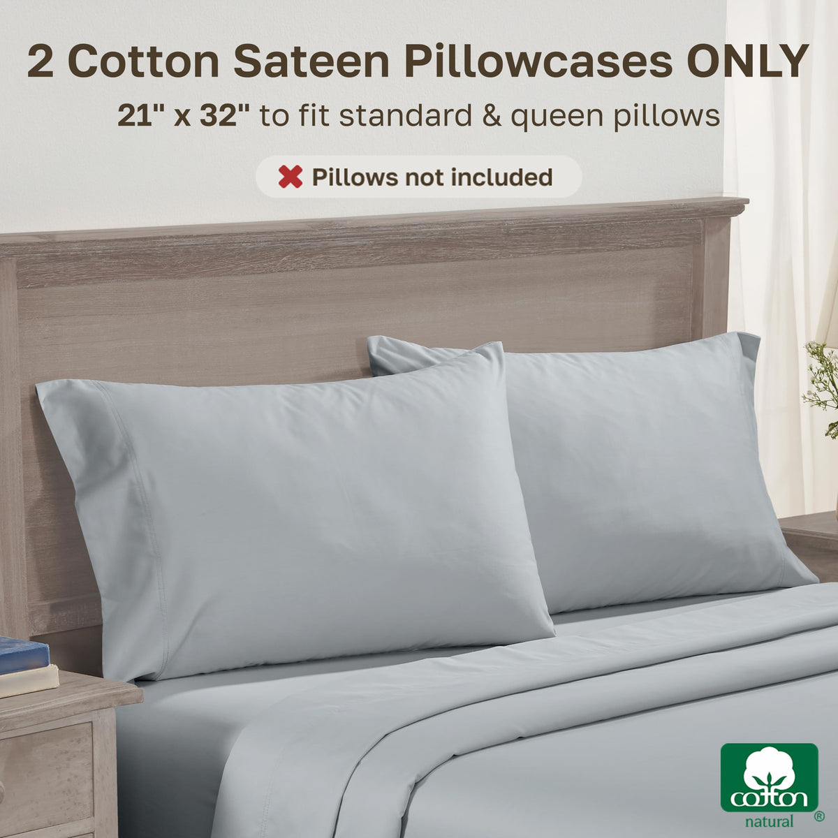 California Design Den open-end pillowcase design for easy slip-on nightly use
