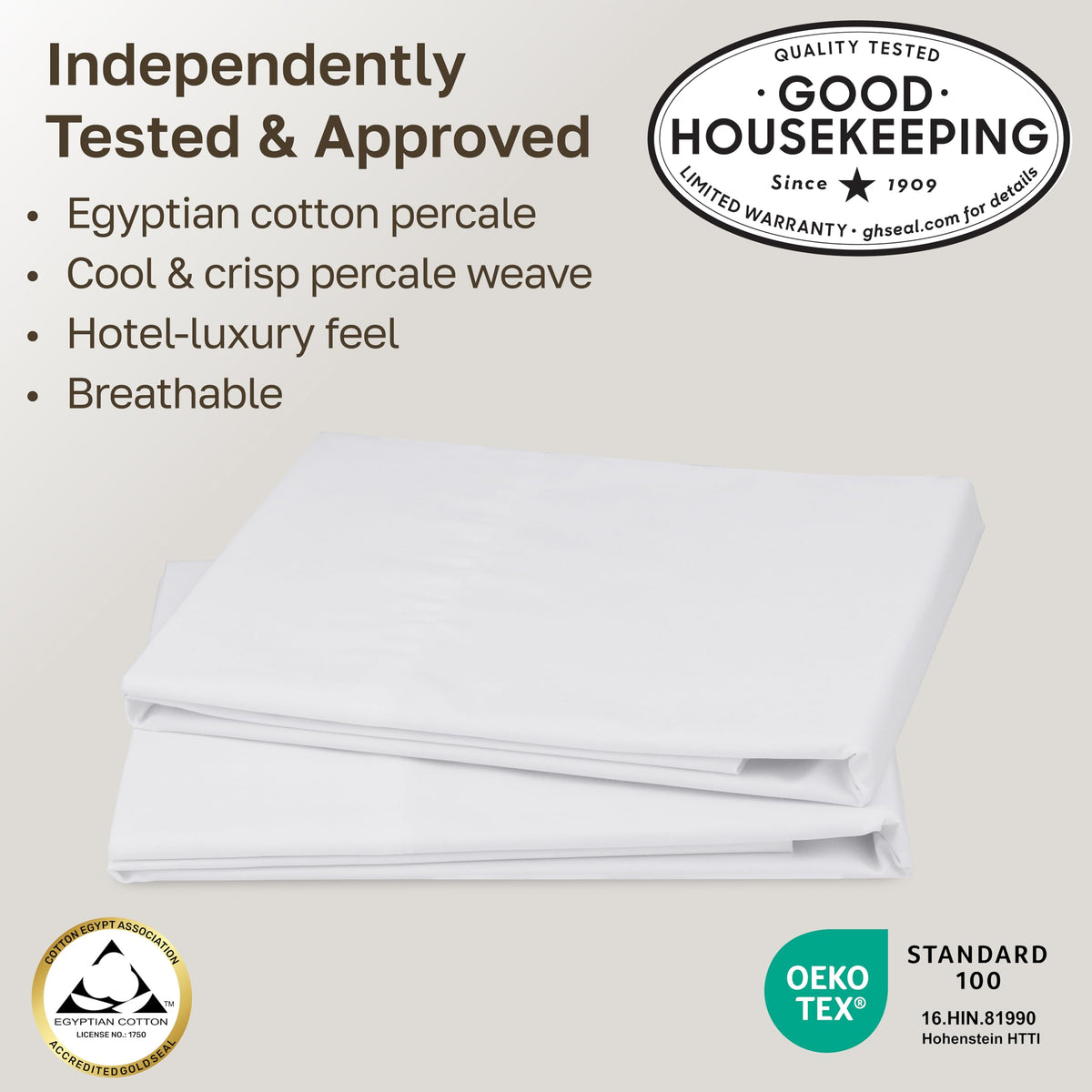 Close-up of percale texture on California Design Den pillowcase with matte finish