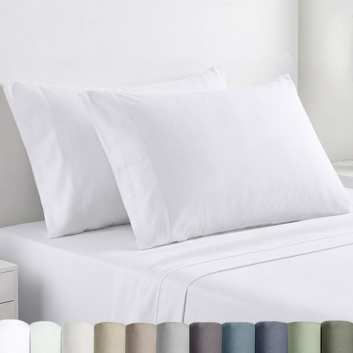 California Design Den standard/queen pillowcase close-up shows crisp percale texture for cool comfort
