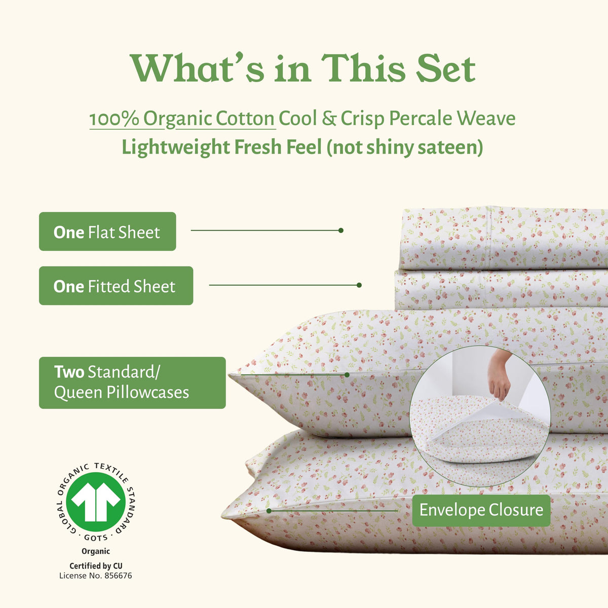 California Design Den pillowcases with envelope closure for neat, tidy sleeping setup.