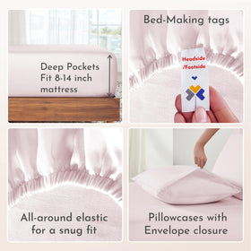 California Design Den pink sateen finish adds a subtle sheen to your bed.