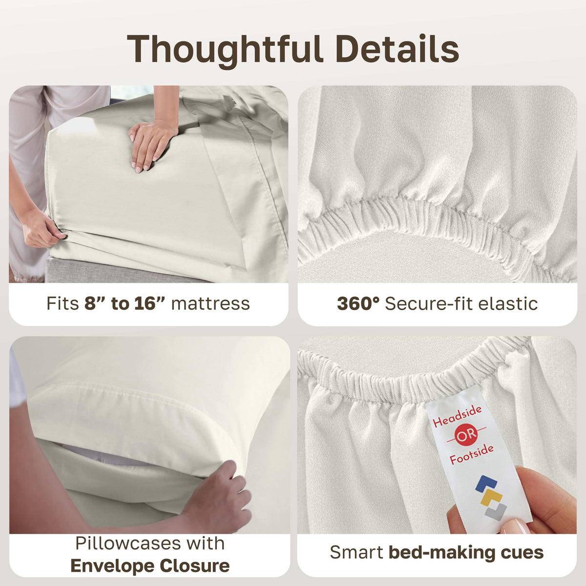 California Design Den sheets feature a 4 inch pleated hem.