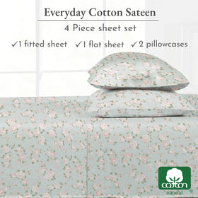 California Design Den 4-piece set includes sheet and two pillowcases for easy styling.