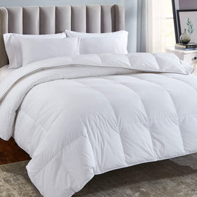 California Design Den queen comforter fabric closeup showing silky cooling surface for all-season use.