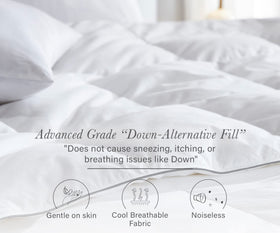 California Design Den queen comforter machine-washable label emphasizes easy care and quick refresh.