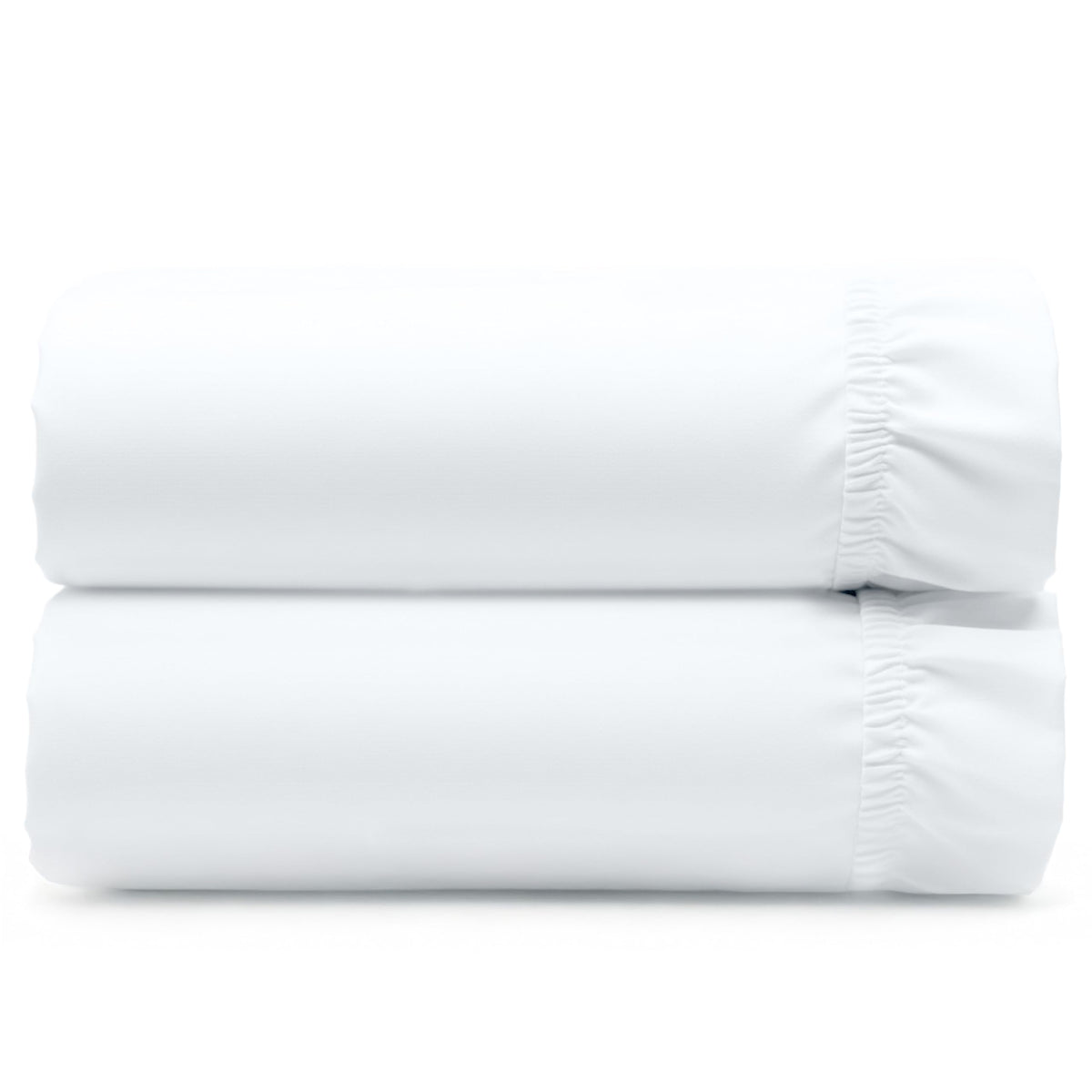 California Design Den queen fitted percale left view with crisp breathable finish