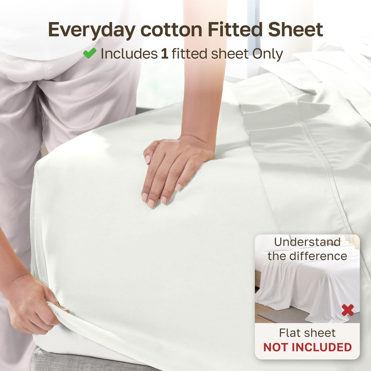 California Design Den queen fitted sheet edges visible for a snug, secure fit