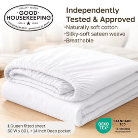 California Design Den sheet shows head and foot indicators for easy bed-making.