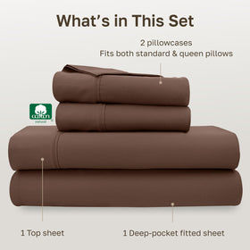 California Design Den queen flat sheet measures 90x102 inches for versatile styling.