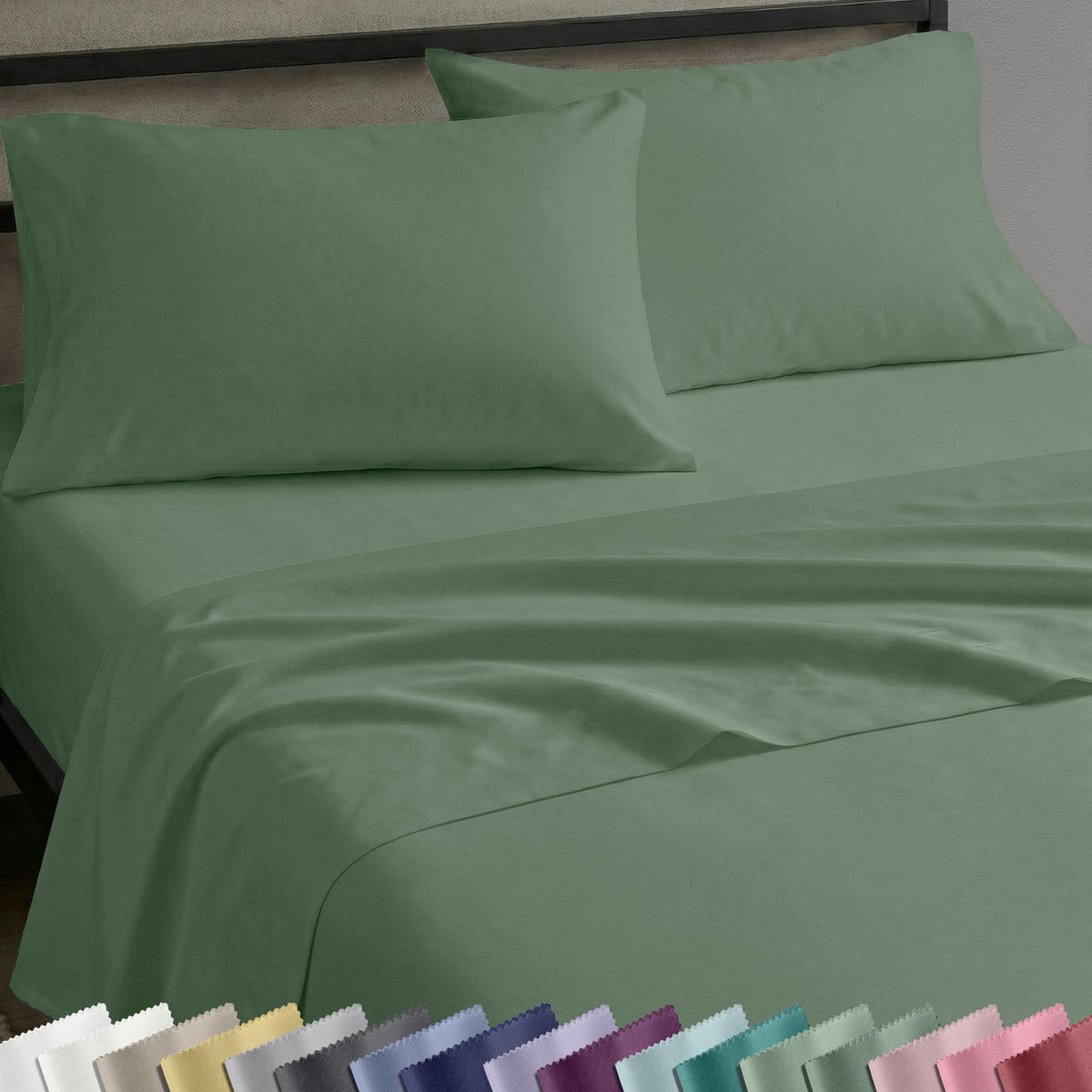 California Design Den queen flat top sheet with smooth sateen finish for year-round comfort