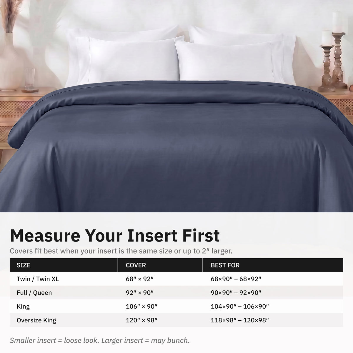 California Design Den queen/full size label helps ensure proper fit.