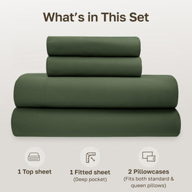 California Design Den pillowcases in olive green with envelope closure for neat bed-making