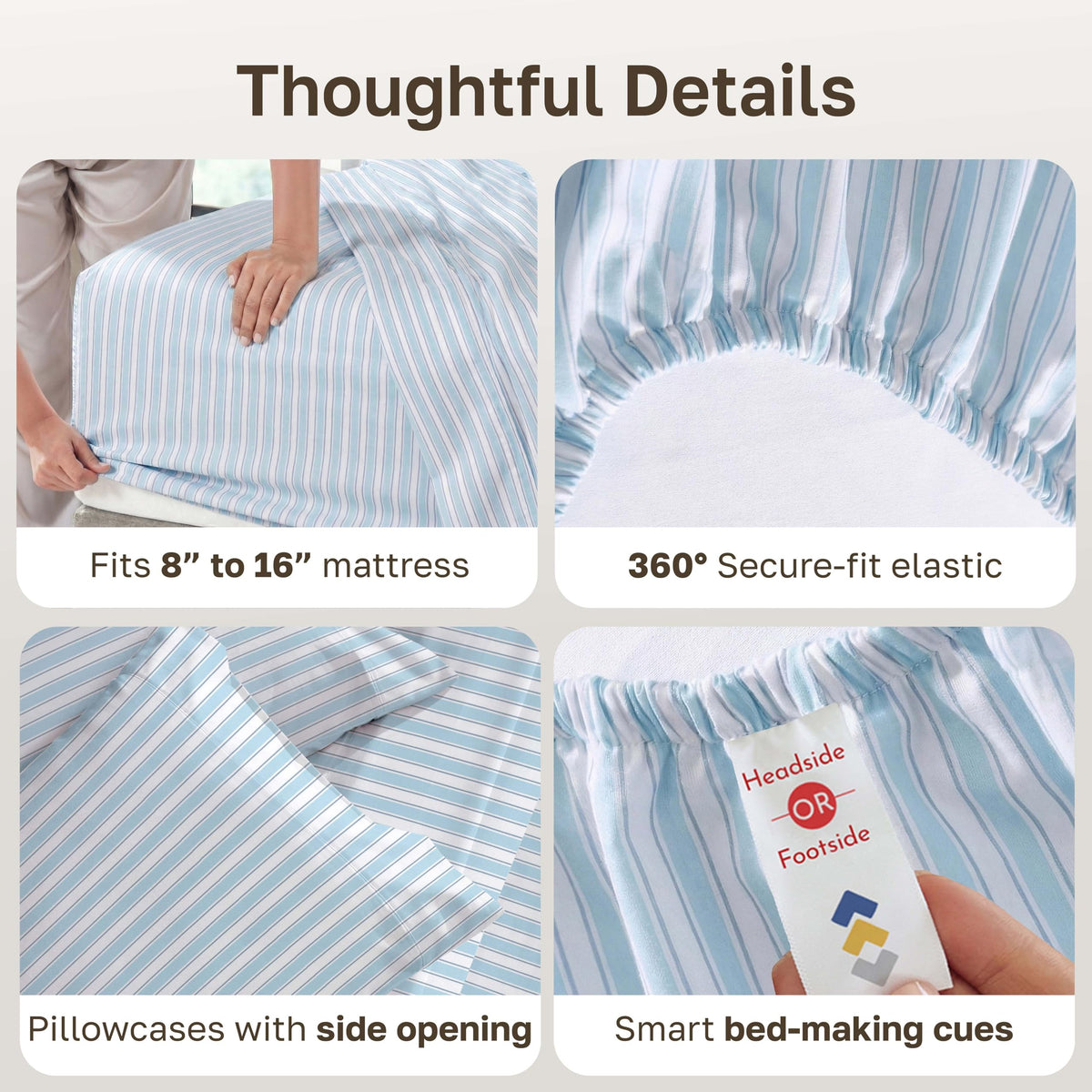 California Design Den pillowcases with open-end design prevent slipping and constant adjustment