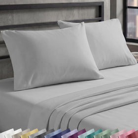 California Design Den Queen Sheet Set natural sateen closeup highlights soft, breathable fabric.