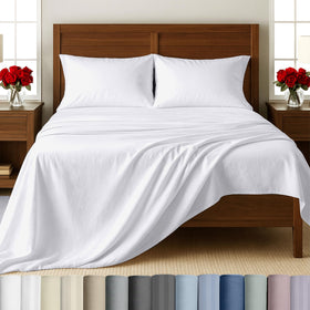 California Design Den queen flat sheet with smooth sateen finish for relaxed sleep