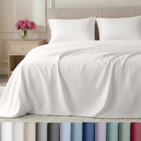 California Design Den queen sheets with soft 800-thread-count sateen for luxurious comfort.