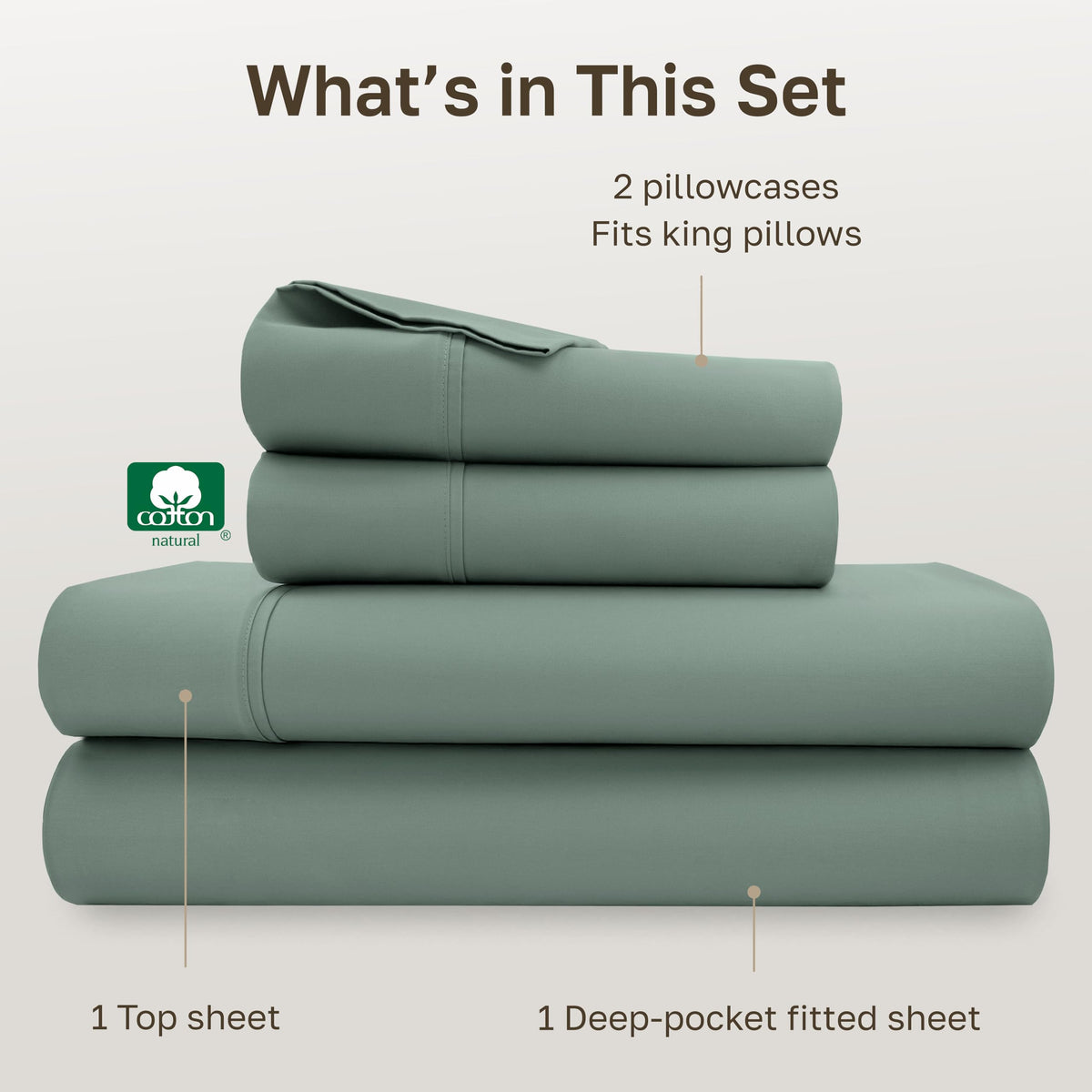 California Design Den sage green shade adds muted elegance to any bedroom.