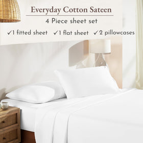 California Design Den satin-weave sheets offer a soft, lustrous look for year-round comfort.