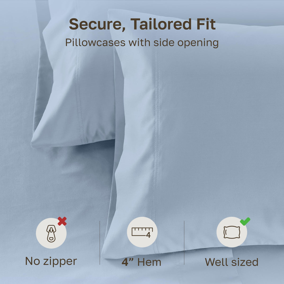 Subtle luminous sheen of the sateen finish on a pillowcase