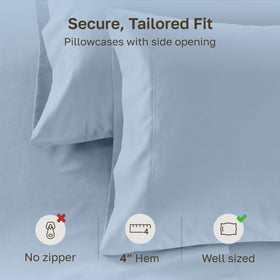 Subtle luminous sheen of the sateen finish on a pillowcase