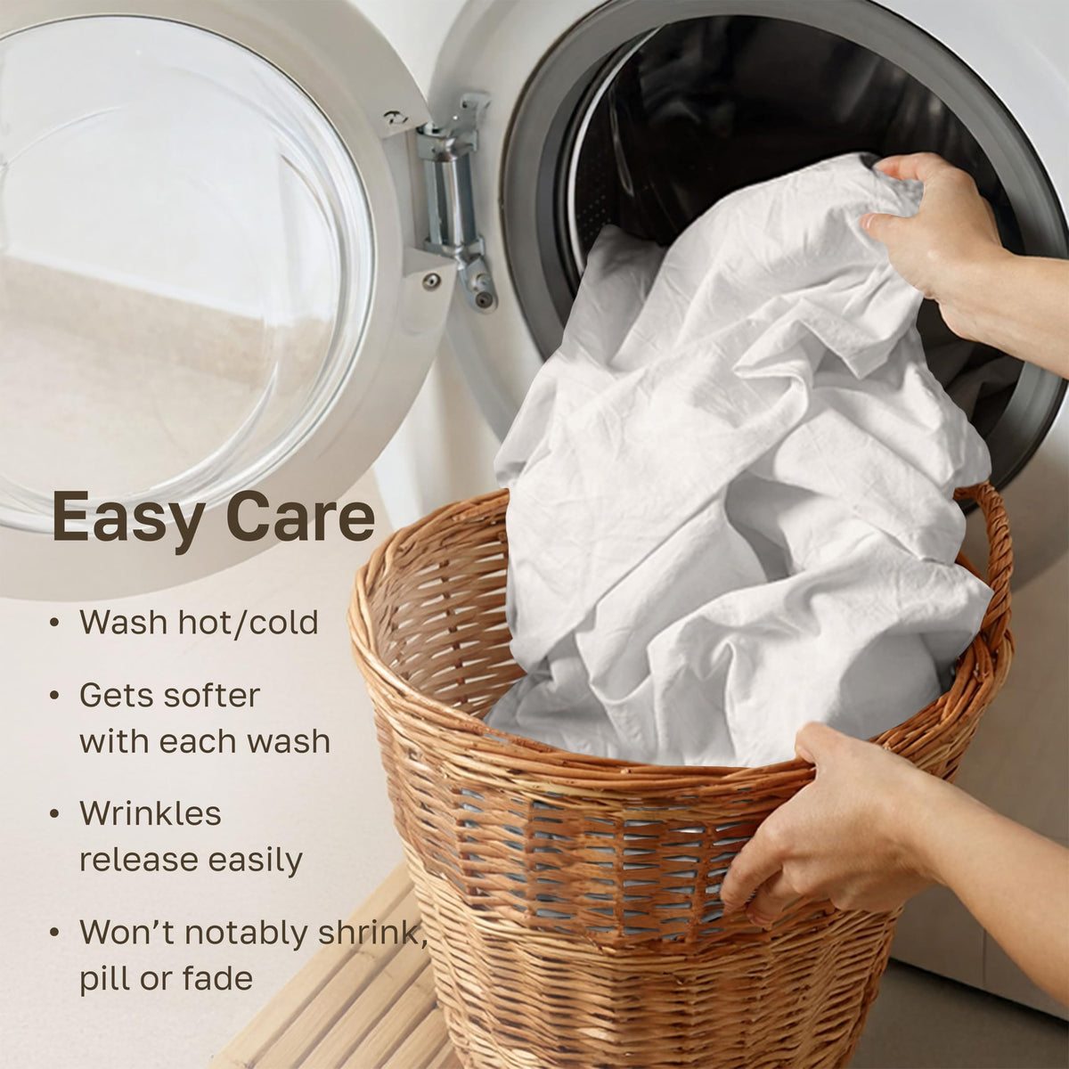 California Design Den machine-wash friendly sheets, easy care and quick cleanup.