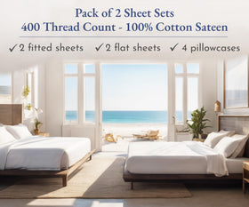 California Design Den top and bottom tags help with quick bed making.