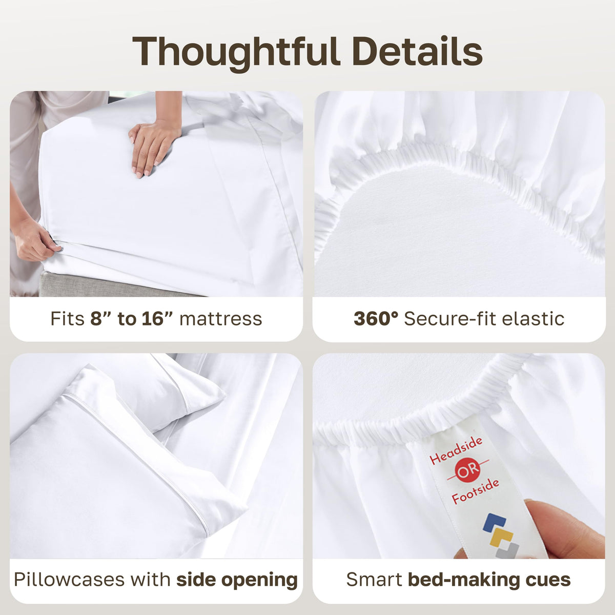 California Design Den deep-pocket fit ensures secure 8–16 inch mattress compatibility