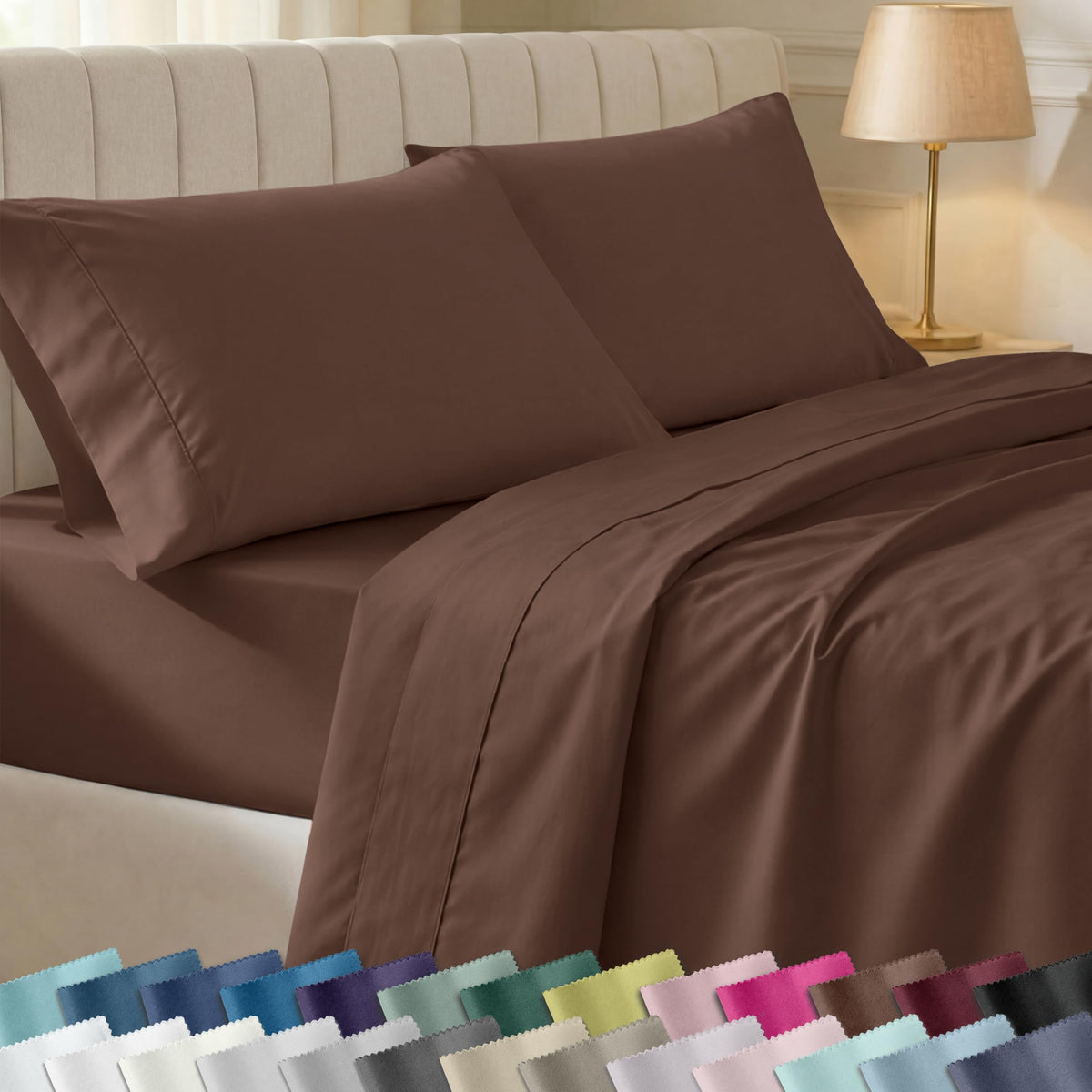 California Design Den soft 100% cotton queen sheets with sateen finish for breathable comfort.