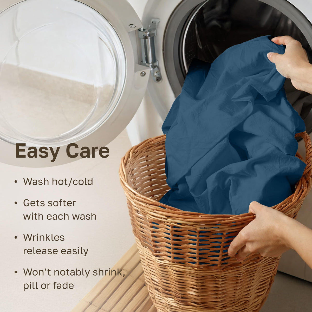 California Design Den durable 100% cotton sheets with easy-care, tested for pilling and fading
