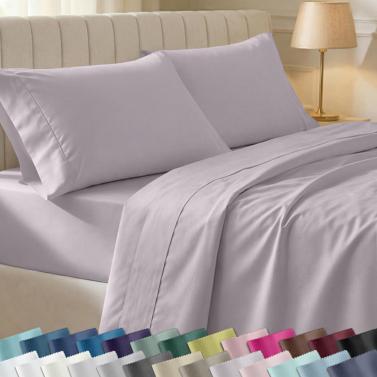 California Design Den soft king sheets close-up shows smooth sateen texture for comfortable nights