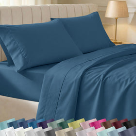 California Design Den soft queen flat sheet peacock blue with silky sateen finish