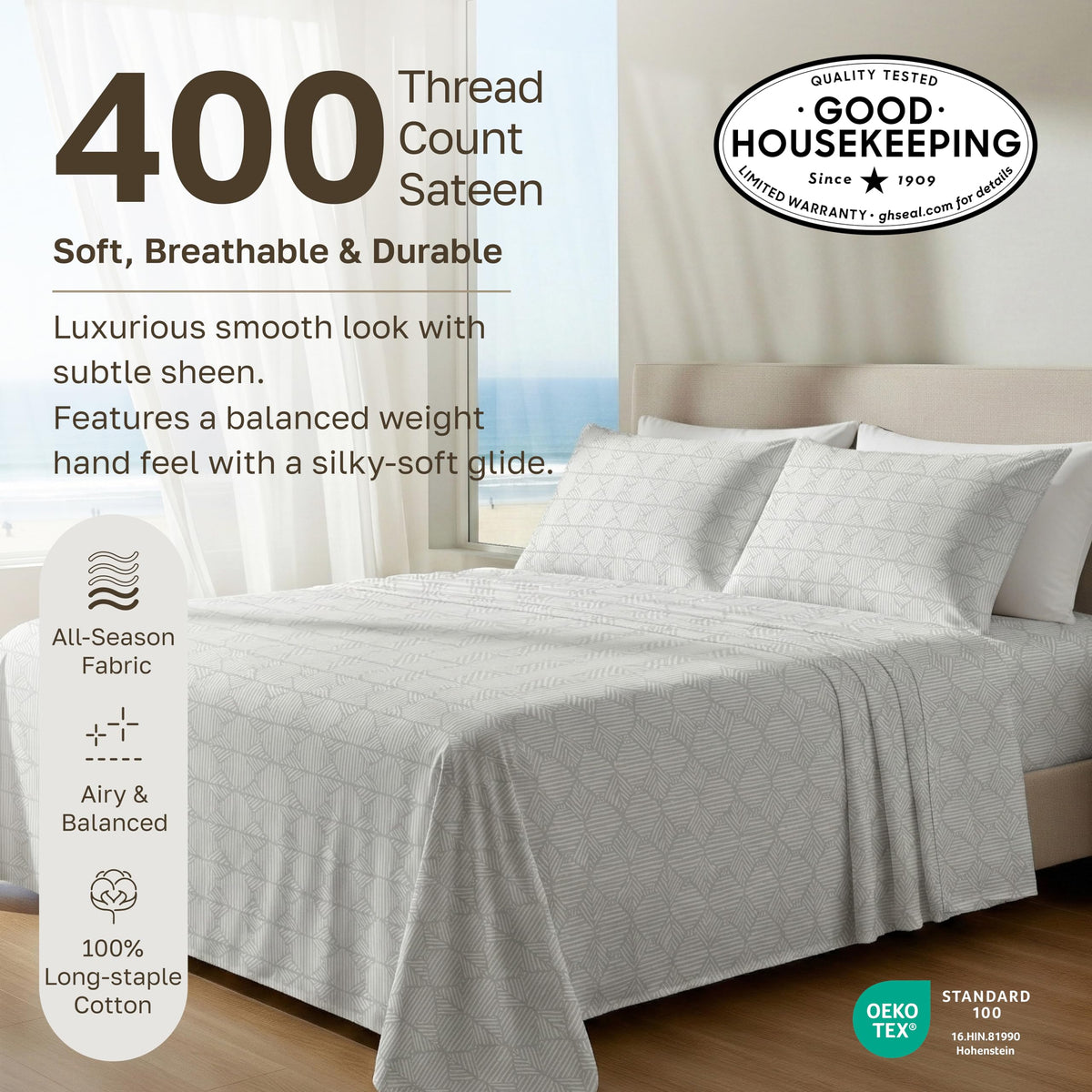 California Design Den queen pillowcases with open-end design for easy bed making