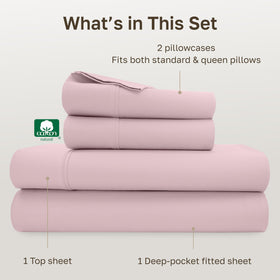 California Design Den sateen weave—lustrous finish and soft feel that improves with washing.
