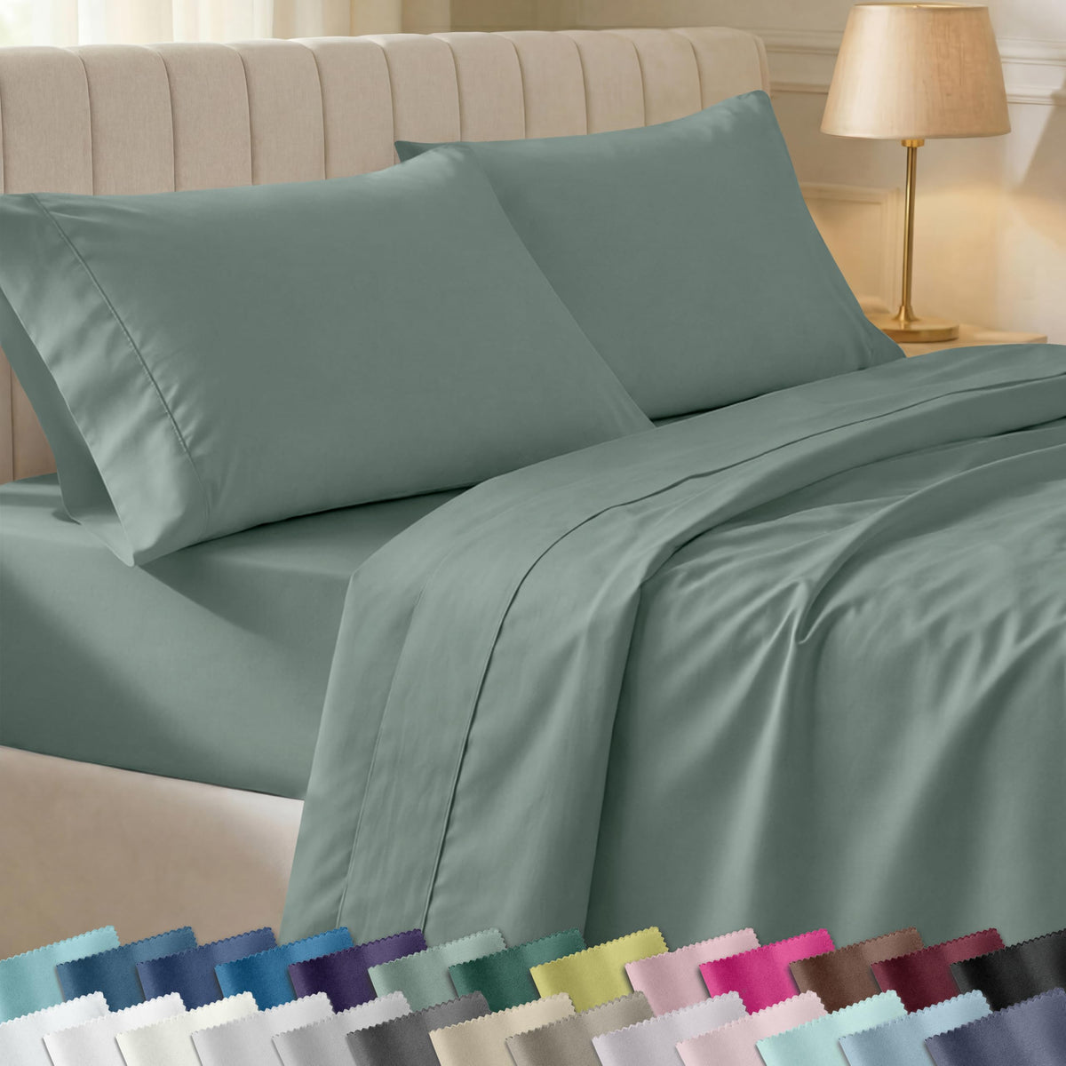 California Design Den soft sateen queen flat sheet with smooth feel and breathable comfort.